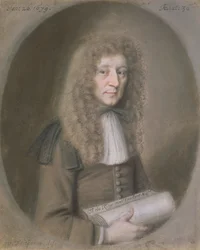 Portret mężczyzny, prawdopodobnie Thomas Dare, 1679 (pastel i czarna kreda na papierze)